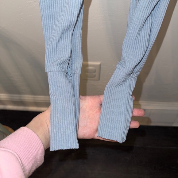 Blue Ribbed Crescent Zippy Bamboo Little Sleepies Pajama One Piece 18-24 - Picture 8 of 8